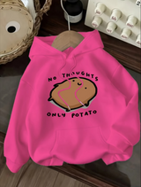No Thoughts Only Potato Printed Hoodie for Women & Girls | Premium Fleece Winter Hoodie