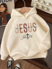 Be Perfect Girls Full Sleeve Graphic Print, Solid Hooded Sweatshirt
