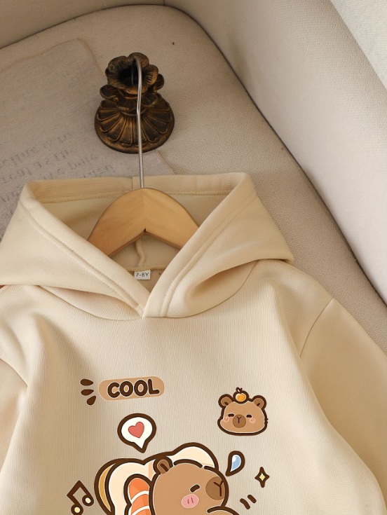Capybara Cute Hoodie cream