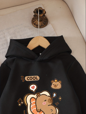 Be Perfect  Black Capybara Printed Hoodie Sweatshirt | Warm Winter Hoodie for Boys & Girls | Cartoon Graphic Hoodie